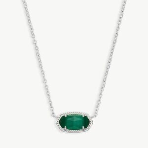 Elisa Silver Pendant Necklace in Emerald Cat’s Eye